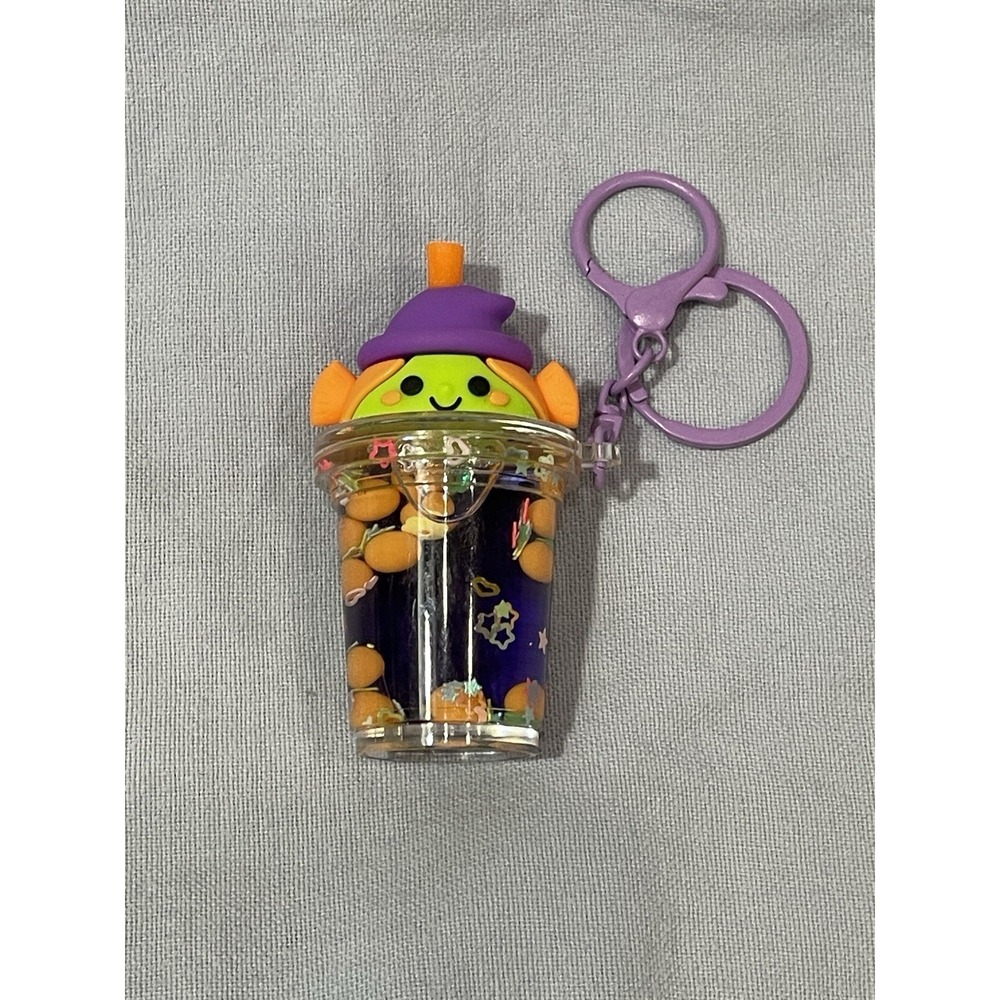 NEW Halloween 3" Bubble Tea Clip On Keychain - Witch Orange/Purple Bubble‎ Tea